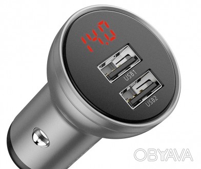 Описание Адаптера автомобильного BASEUS Digital Display Dual USB 4.8A, 24W, сере. . фото 1