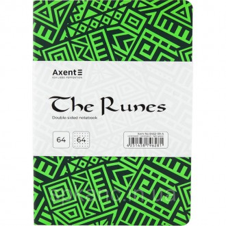 Блокнот двустор. А5, 128 арк., крап./нелін, The Runes, салатовий. . фото 7