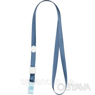 Шнурок для бейджа з силіконовим кліпом, димчастий синій 4551. . фото 1