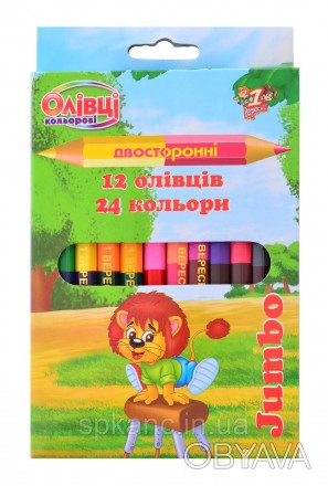 Олівці двокольорові Jumbo, зтовщений корпус та грифель. Шестигранний корпус з ро. . фото 1