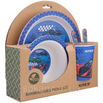 Набір посуду з бамбуку Kite Racing K20-313-2 зробить кожну мандрівку яскравіше! . . фото 3