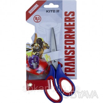 Ножиці Kite «Transformers» с м'якими прогумованими вставками на ручках на кольор. . фото 1
