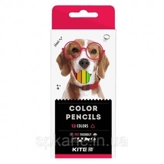 Олівці кольорові тригранні, 12 шт. Kite Dogs. Харків. фото 1 Олівці кольорові тригранні, 12 шт. Kite Dogs. Харків. фото 1