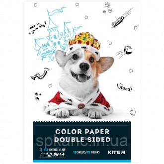 Набір двостороннього кольорового паперу Kite в яскравій картонній папці. Набір с. . фото 2