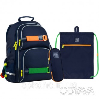 Набір рюкзак + пенал + сумка для взуття WK 702 темно-синій