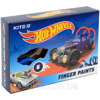 Пальчикові фарби Kite "Hot Wheels" складаються з 6 кольорів. Баночки по 35 мл зб. . фото 2