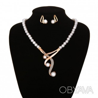 Женский набор украшений с жемчугом ожерелье и серьги код 2245