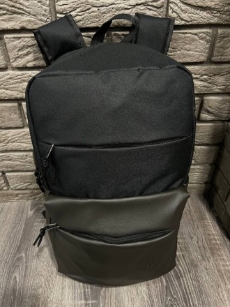 
 
 Рюкзак черный big bag с отделкой из кожзама:
- Размер: 48 x 15 x 29 см;
- Об. . фото 4