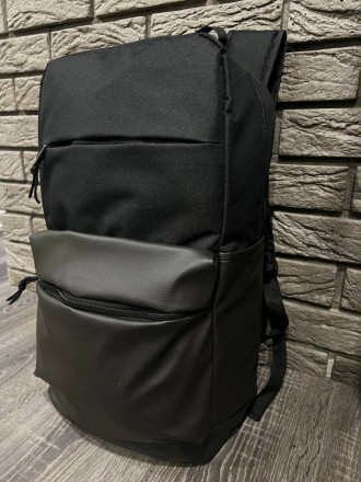 
 
 Рюкзак черный big bag с отделкой из кожзама:
- Размер: 48 x 15 x 29 см;
- Об. . фото 2