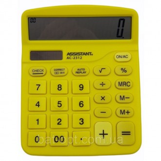 Калькулятор ASSISTANT 138x103x27мм, 12-розрядний жовтий. Одеса. фото 1 Калькулятор ASSISTANT 138x103x27мм, 12-розрядний жовтий. Одеса. фото 1