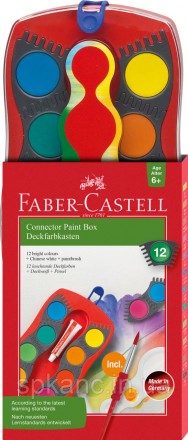 Акварельні фарби Faber-Castell CONNECTOR "Скріпляй разом" сухі 12 кольорів + пен. . фото 2