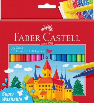 Фломастеры Faber-Castell Felt tip "Замок" в картонной коробке 36 цветов. Цветные. . фото 2
