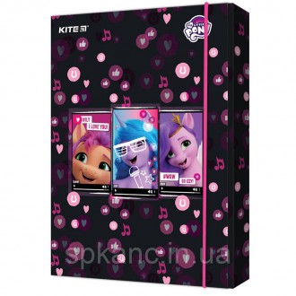 Об'ємна картонна папка для зошитів Kite My Little Pony з яскравим забарвленням з. . фото 2