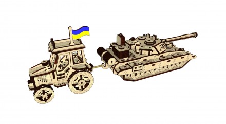 3D пазл - конструктор Український фермер Дерев’яний Танк Т-72 у вигляді 3D. . фото 2