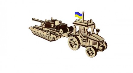 3D пазл - конструктор Український фермер Дерев’яний Танк Т-72 у вигляді 3D. . фото 3