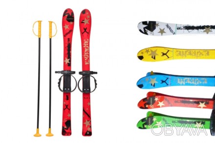 Лыжи с палками беговые 90см детские пластиковые 04625 Набор лыжный детский предн. . фото 1