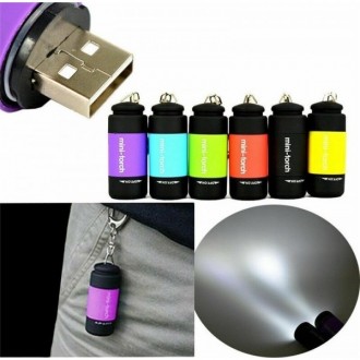 Светодиодный мини-фонарик с зарядкой от USB. Портативный светильник с брелоком, . . фото 5