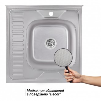 Кухонна мийка Lidz 6060-R 0,6 мм Decor (LIDZ6060RDEC06) виготовлена з високоякіс. . фото 4