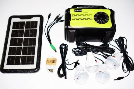 Портативна сонячна автономна система Solar GDPlus GD-8076 + FM радіо + Bluetooth. . фото 4