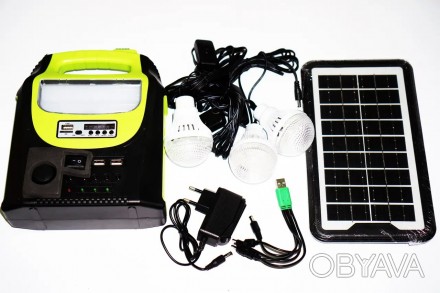 Портативна сонячна автономна система Solar GDPlus GD-8071 + FM радіо + Bluetooth. . фото 1