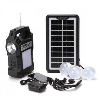 Портативна сонячна автономна система Solar GDPlus GD-8060 + FM радіо + Bluetooth. . фото 9