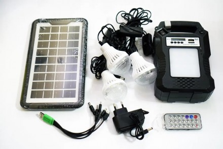 Портативна сонячна автономна система Solar GDPlus GD-8060 + FM радіо + Bluetooth. . фото 4