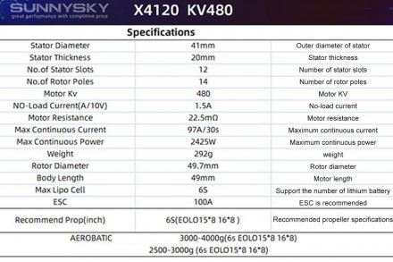 
 Мотор для самолетов SunnySky X4125 V3 KV480 купить в Украине с официальной гар. . фото 6