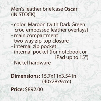 Мужской кожаный портфель Oscar
(в наличии)

- цвет: бордово-коричневый
(с те. . фото 6