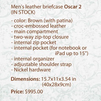 Мужской кожаный портфель Oscar 2
(в наличии)

- цвет: светло-коричневый (с па. . фото 10