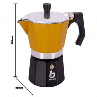 Кавоварка гейзерна алюмінієва Bo-Camp Hudson 3-cups Yellow/Black (2200518). Вінниця. фото 1 Кавоварка гейзерна алюмінієва Bo-Camp Hudson 3-cups Yellow/Black (2200518). Вінниця. фото 1