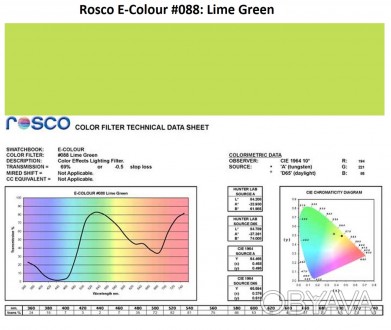 Фільтр Rosco E-Colour+ 088 Lime Green Roll (60882)
E-Colour - це комплексна сист. . фото 1