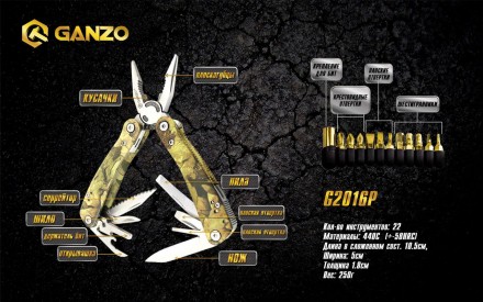 
Опис Ganzo G2016-P:
 Прекрасний мультитул G2016-P від компанії Ganzo. Дизайн мо. . фото 3