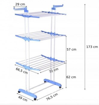 Многоярусная сушилка для белья, вещей, одежды Garment rack with wheels складная. . фото 7 Теперь больше не надо развешивать выстиранную одежду на батареи или же на балкон. . фото 7