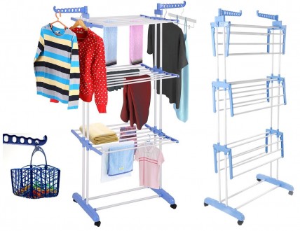 Многоярусная сушилка для белья, вещей, одежды Garment rack with wheels складная. . фото 4 Теперь больше не надо развешивать выстиранную одежду на батареи или же на балкон. . фото 4