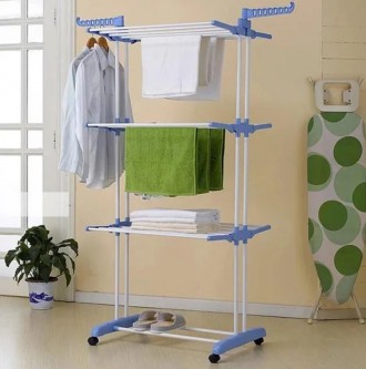 Многоярусная сушилка для белья, вещей, одежды Garment rack with wheels складная. . фото 8 Теперь больше не надо развешивать выстиранную одежду на батареи или же на балкон. . фото 8