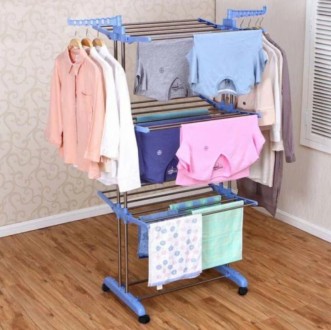 Многоярусная сушилка для белья, вещей, одежды Garment rack with wheels складная. . фото 9 Теперь больше не надо развешивать выстиранную одежду на батареи или же на балкон. . фото 9