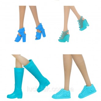 Набір модельного взуття 4 пар для ляльки Барбі, колір блакитний
Стильне взуття д. . фото 3