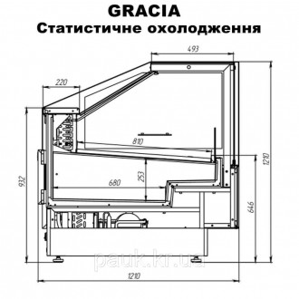 Кубічна холодильна вітрина GRACIA 1,25(0…+8), статистичне охолодження
фронтальне. . фото 4