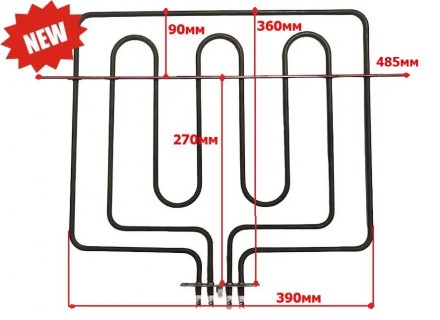 ТЕН універсальний для духових шаф 38TB103
Потужність: 900W зовнішній контур + 21. . фото 3