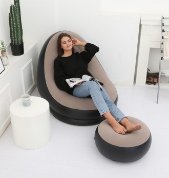 Надувное садовое кресло с пуфиком Air Sofa Comfort zd-33223, велюр, 76*130 см
Эт. . фото 4
