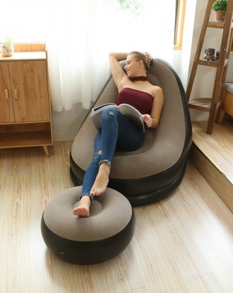 Надувное садовое кресло с пуфиком Air Sofa Comfort zd-33223, велюр, 76*130 см
Эт. . фото 6