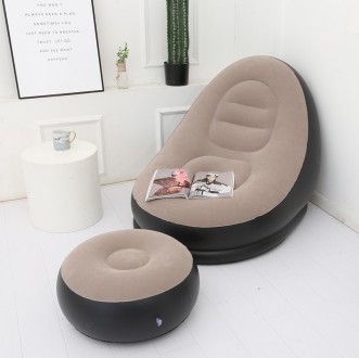 Надувное садовое кресло с пуфиком Air Sofa Comfort zd-33223, велюр, 76*130 см
Эт. . фото 2