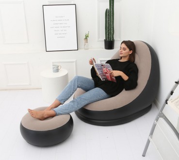 Надувное садовое кресло с пуфиком Air Sofa Comfort zd-33223, велюр, 76*130 см
Эт. . фото 3