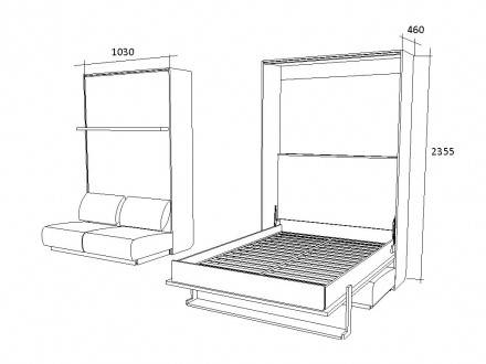 Спальное место 140*200.Габаритные размеры шкафа 2355*1530*460 мм дивана 1530*850. . фото 4