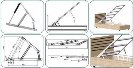 Механизм подъема основания кровати с использованием газовых амортизаторов для до. . фото 4