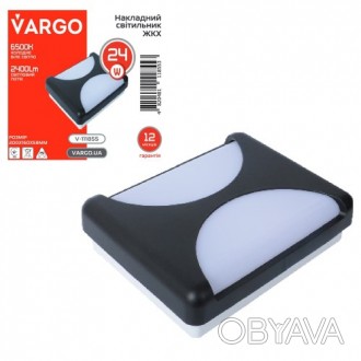 
 Світлодіодний світильник VARGO 24W 6500K 2400lm IP54 AC165-265V прямокутний Св. . фото 1