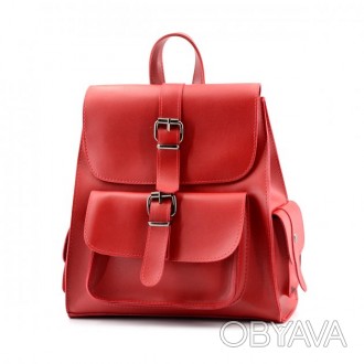 Продам рюкзак жіночий червоний з екошкіри, дуже гарна якість, б/у, стан відмінни. . фото 1