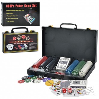 Настільна гра XQ12112 покер,300фішек(з номін.-5 видів,пласт.),2колоди карт,валіз. . фото 1