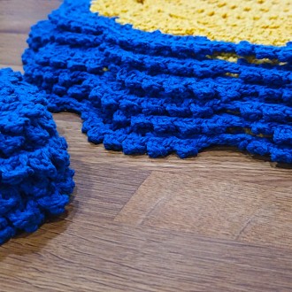 Декоративное желто-синие салфетки для сервировки стола под тарелки и чашки – под. . фото 4