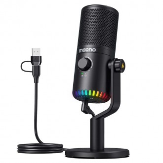 Конденсаторний мікрофон Maono DM30 з RGB-підсвічуванням (Чорний). Київ. фото 1 Конденсаторний мікрофон Maono DM30 з RGB-підсвічуванням (Чорний). Київ. фото 1